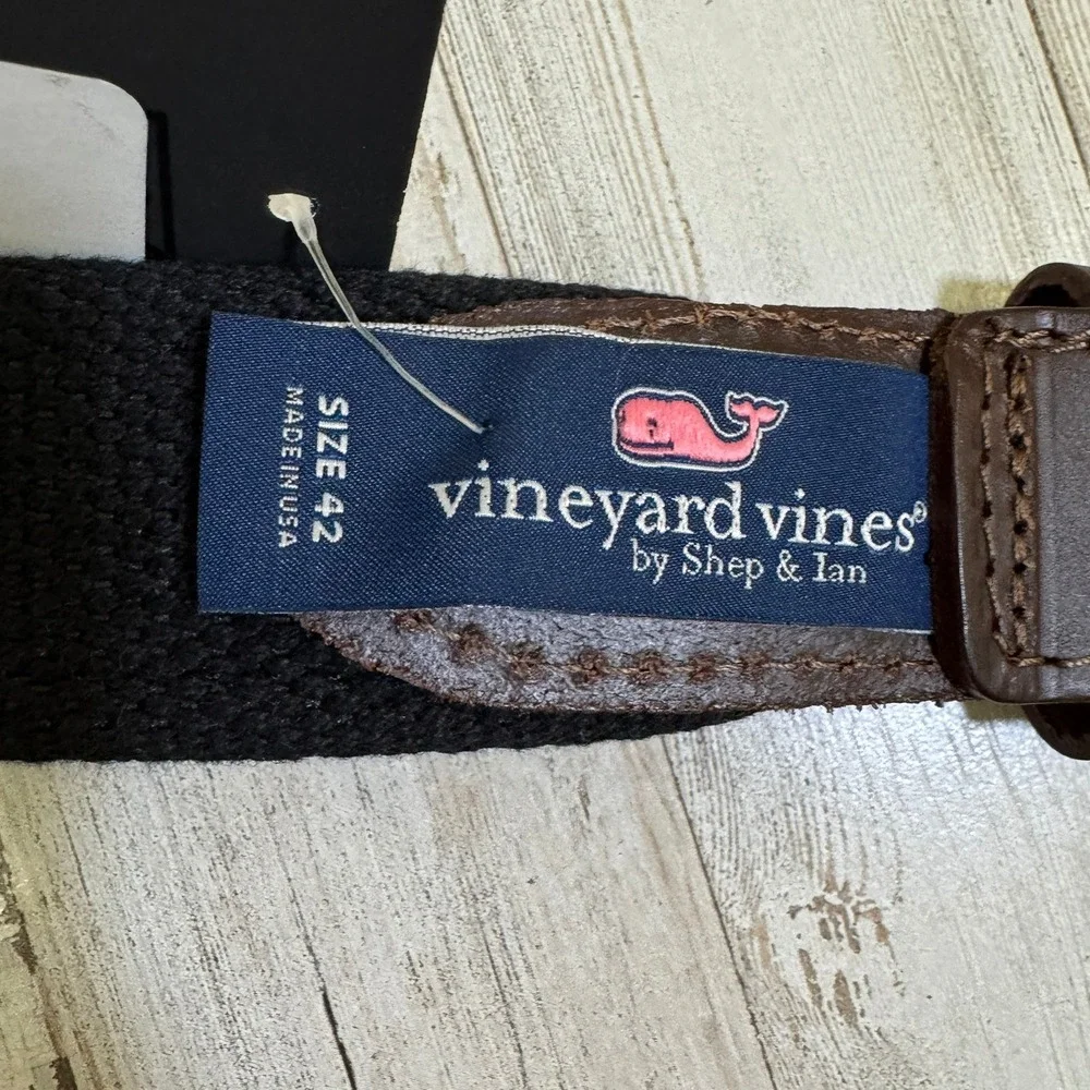 NWT Vineyard Vines Belt Men 42 Black Real SLC Dress Belt Soccer Preppy USA MLS